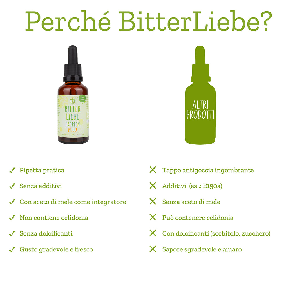 BitterLiebe Gocce di sostanze amare 50ml - versione delicata (confezione da 3 flaconcini)